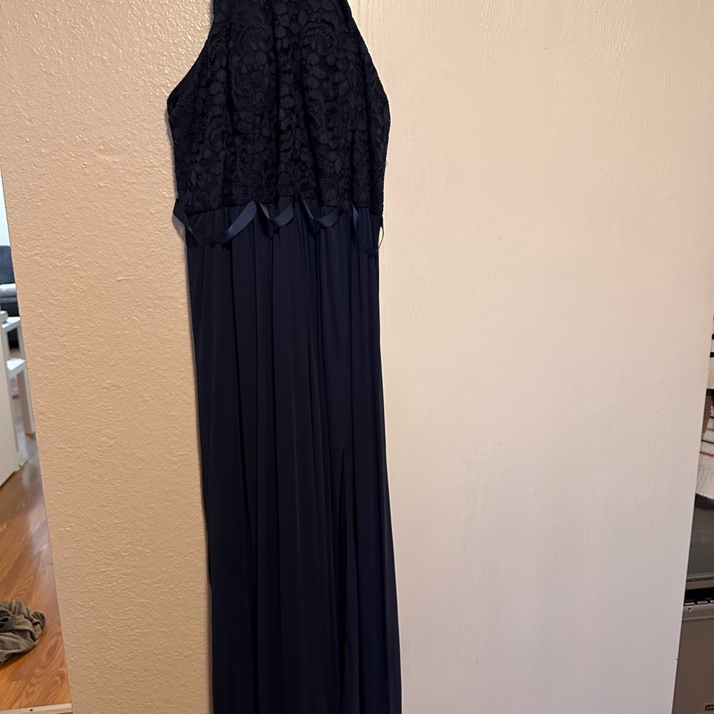 David's Bridal Navy Bridesmaid Dress
